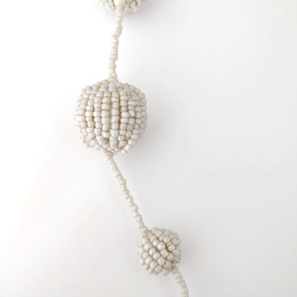 Coldwater Creek long cream seed bead ball necklace